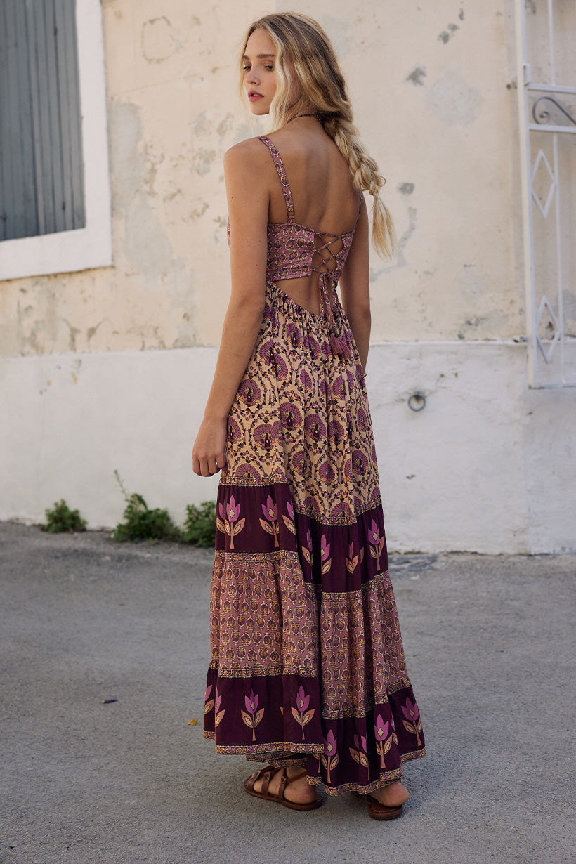 Château Quilted Strappy Maxi Dress - Grape Dresses SPELL   