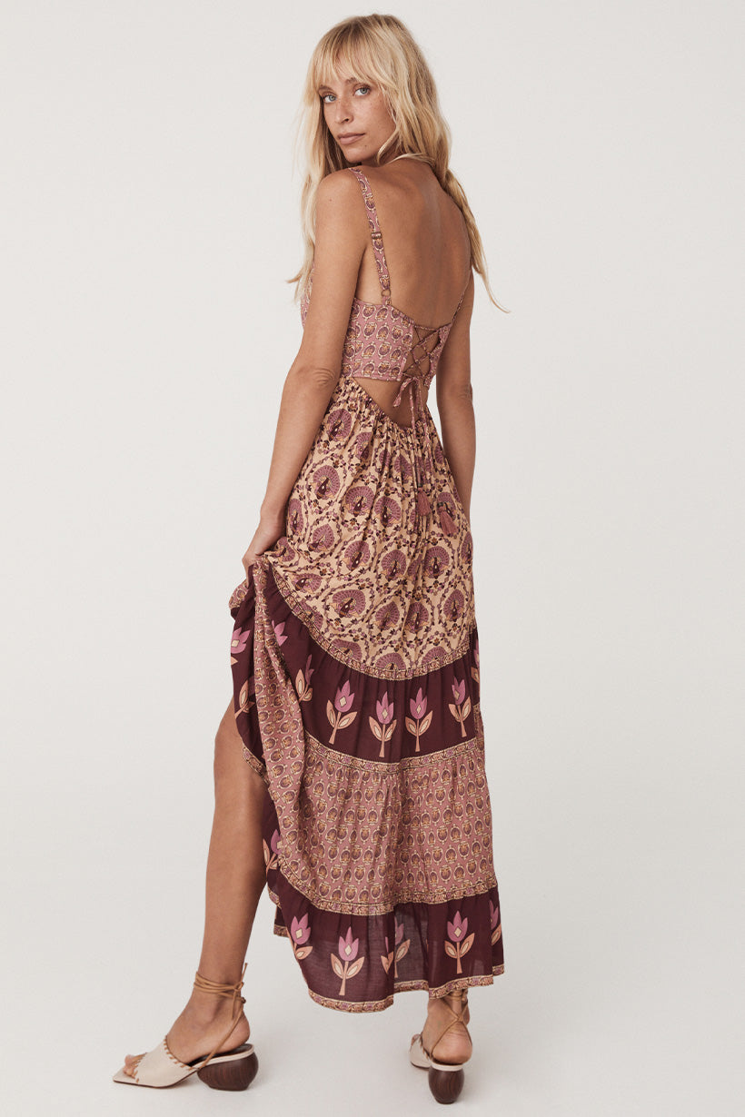 Château Quilted Strappy Maxi Dress - Grape Dresses SPELL   