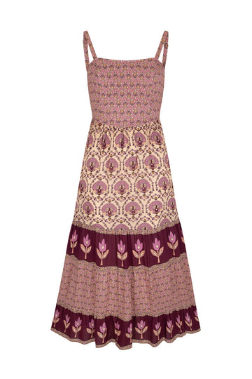 Château Quilted Strappy Maxi Dress - Grape