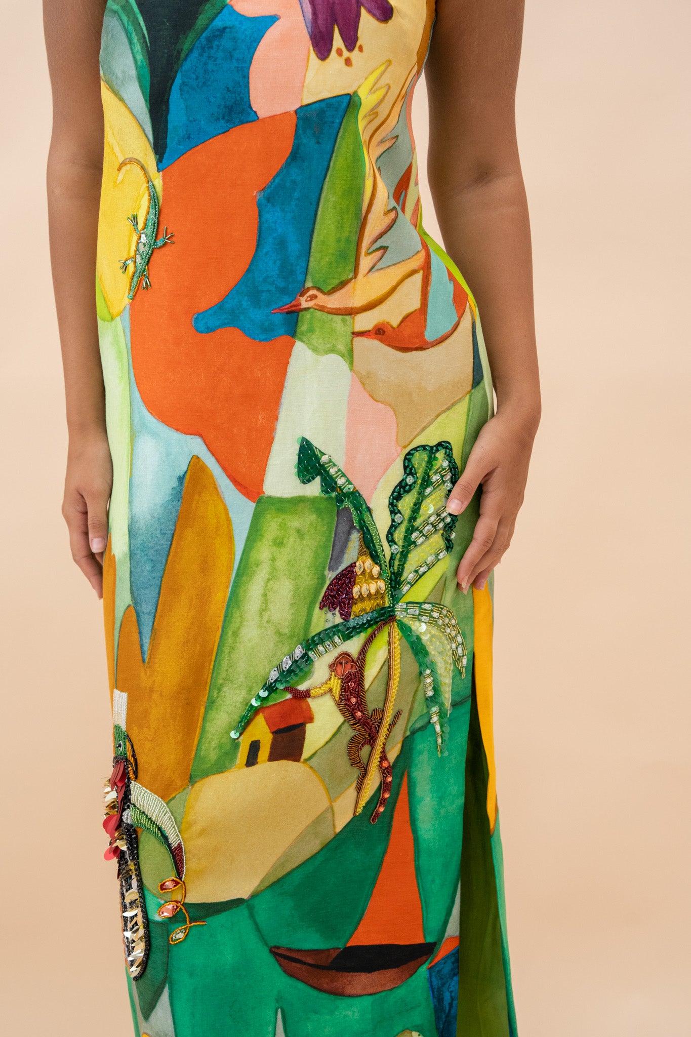 Mokshini Embellished Midi Dress Dresses ALEMAIS