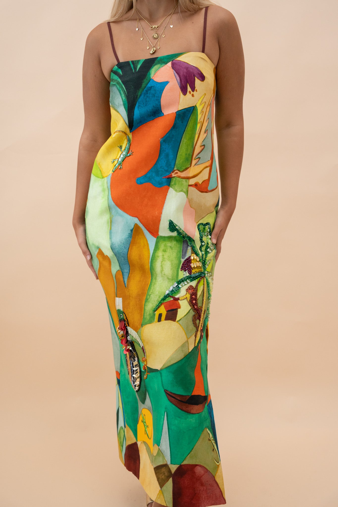 Mokshini Embellished Midi Dress Dresses ALEMAIS