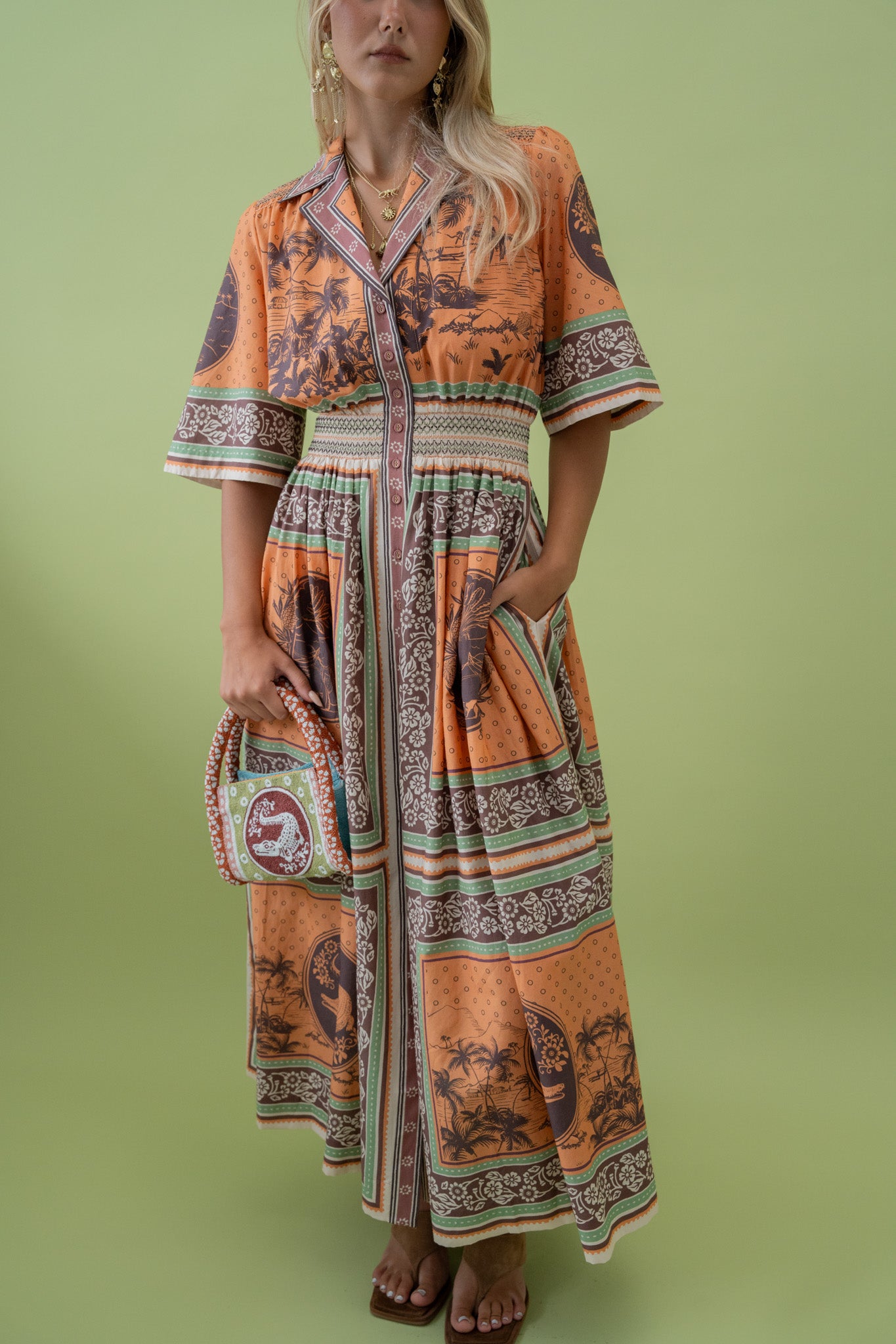 Alberta Smocked Shirtdress Dresses ALEMAIS