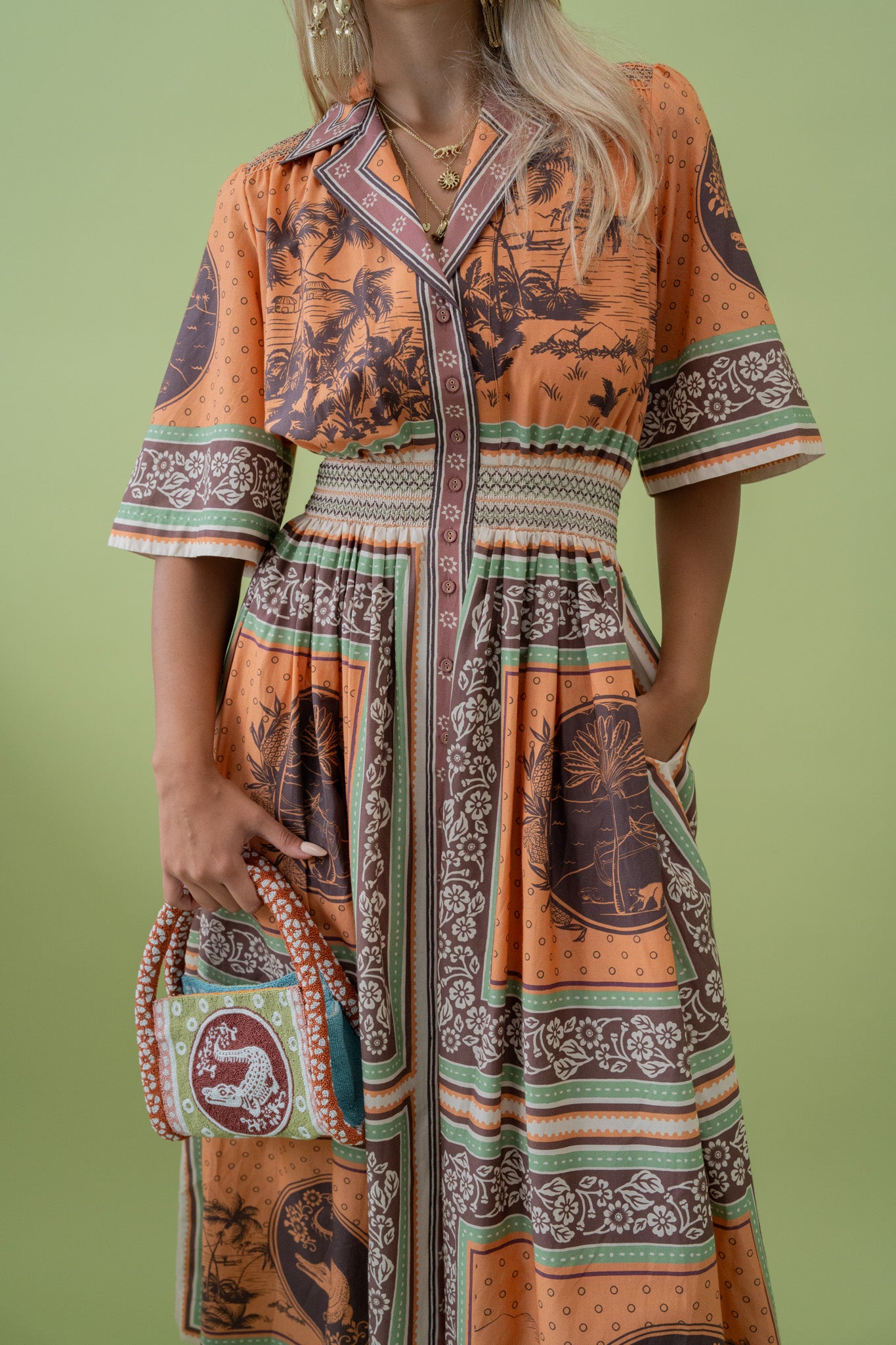 Alberta Smocked Shirtdress Dresses ALEMAIS