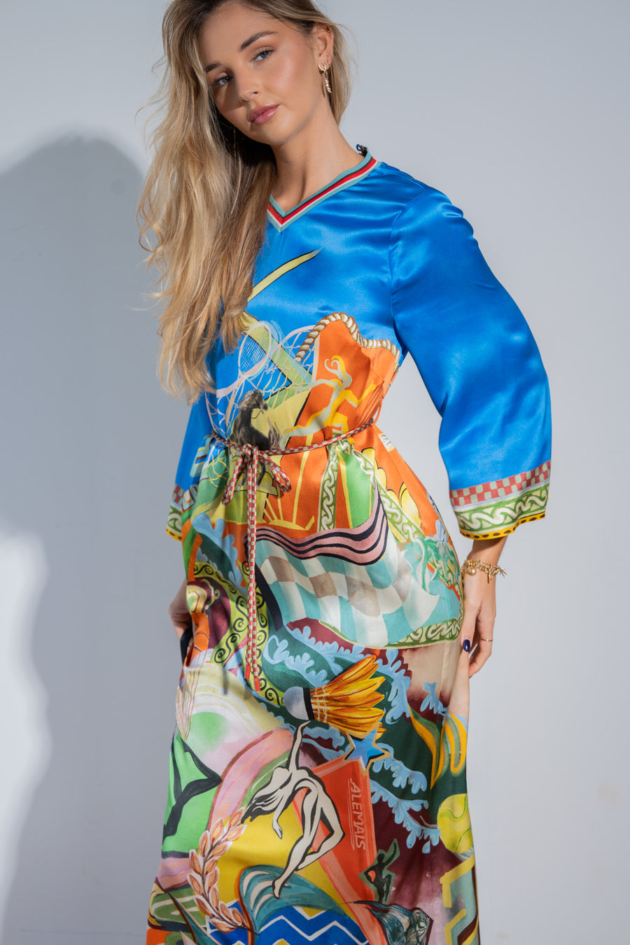 Lucky Pace Silk Midi Dress Dresses Alèmais