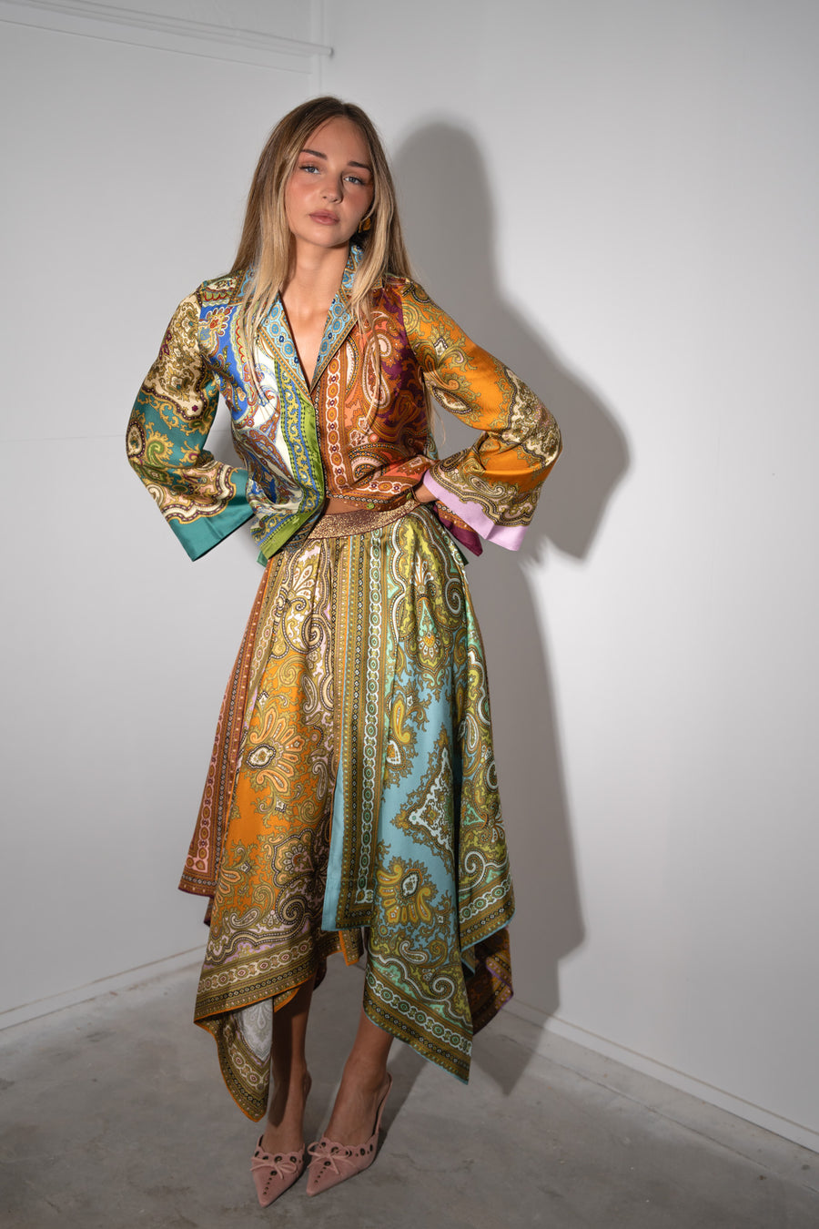 Clemenza Spliced Scarf Silk Skirt Skirts Alèmais