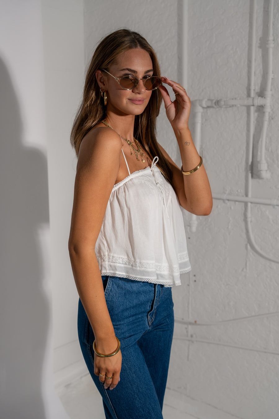 Hera Lace Crop - Salt shirt SPELL