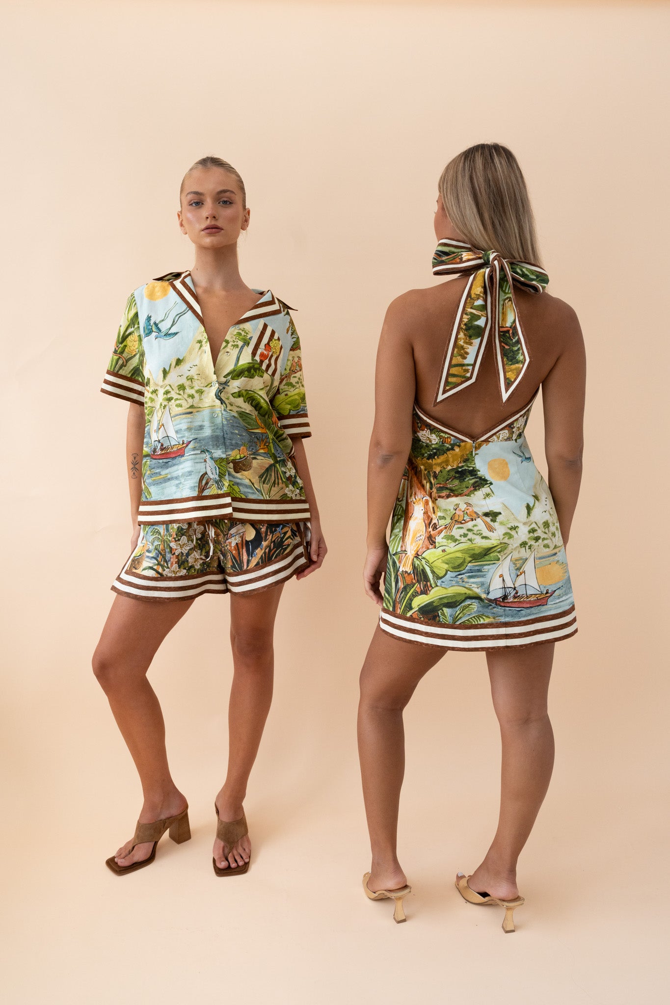 Toucan Tango Halter Mini Dress Dresses ALEMAIS