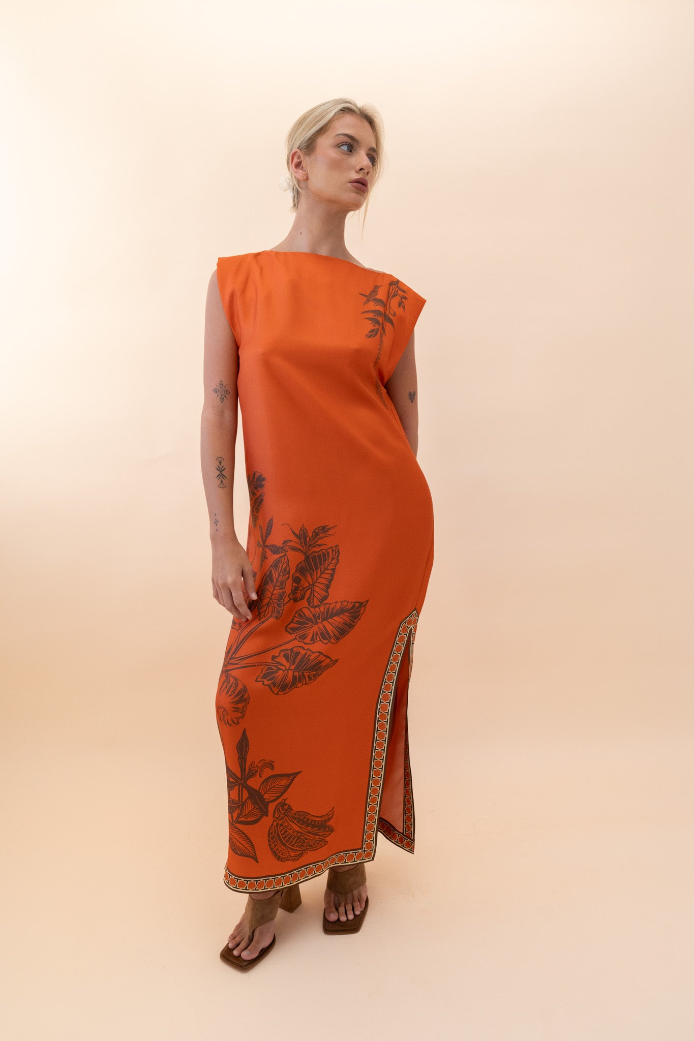 Monkey Dance Silk Midi Dress Dresses ALEMAIS