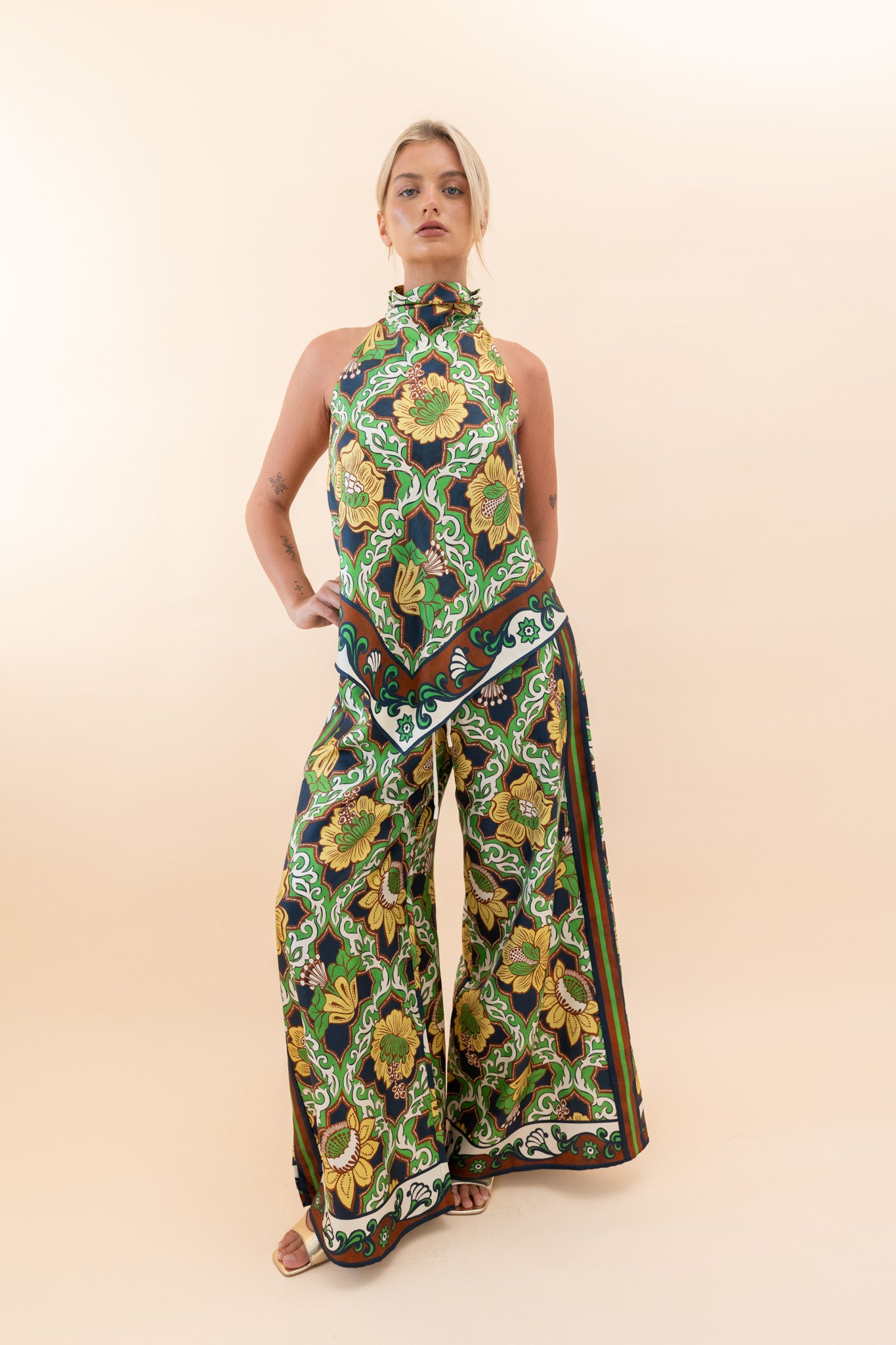 Liana Silk Palazzo Pant Pants ALEMAIS
