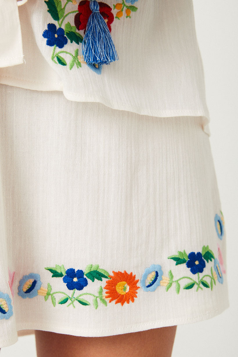 Florapaloosa Embroidered Mini Skirt - Wildflower Dresses SPELL   