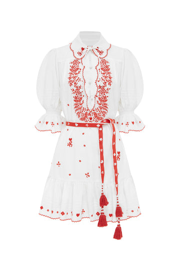 Hearts Embroidered Mini Dress- Preorder Dresses Alèmais   