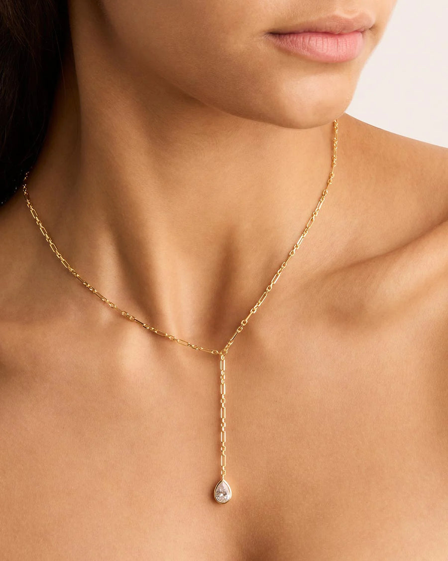 18k Gold Vermeil Adored Lariat Necklace Necklaces By Charlotte   