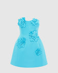 Rosario Petal Bustier Mini Dress- Aqua Dresses Leo lin