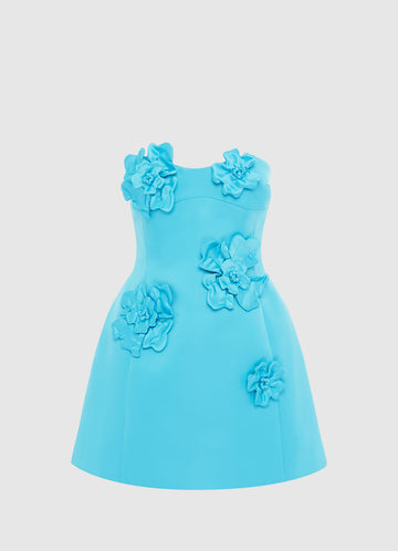 Rosario Petal Bustier Mini Dress- Aqua Dresses Leo lin