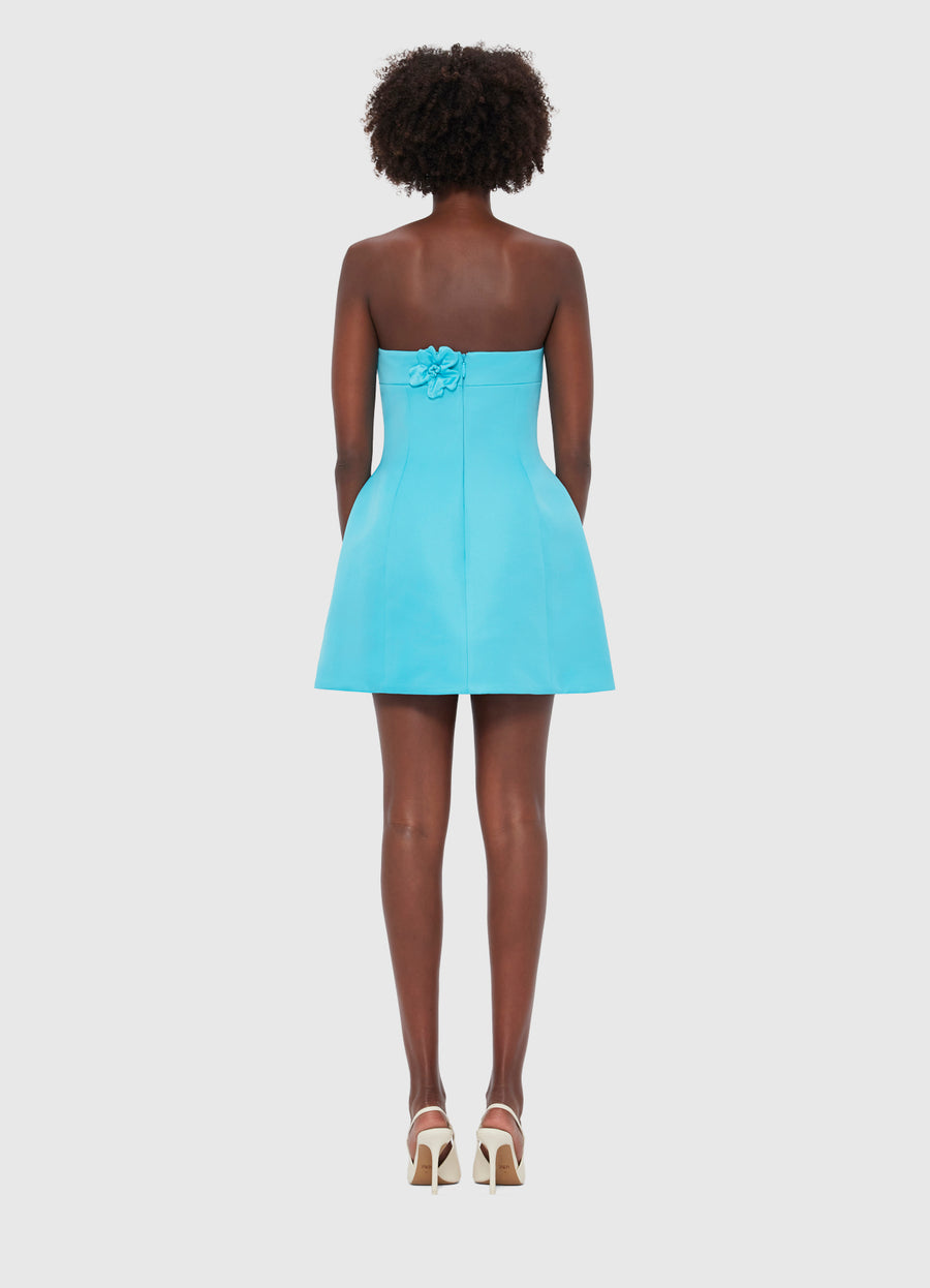 Rosario Petal Bustier Mini Dress- Aqua Dresses Leo lin