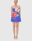 Rosario Appliqué Floral Bustier Mini Dress- Lapis Dresses Leo lin
