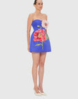 Rosario Appliqué Floral Bustier Mini Dress- Lapis Dresses Leo lin