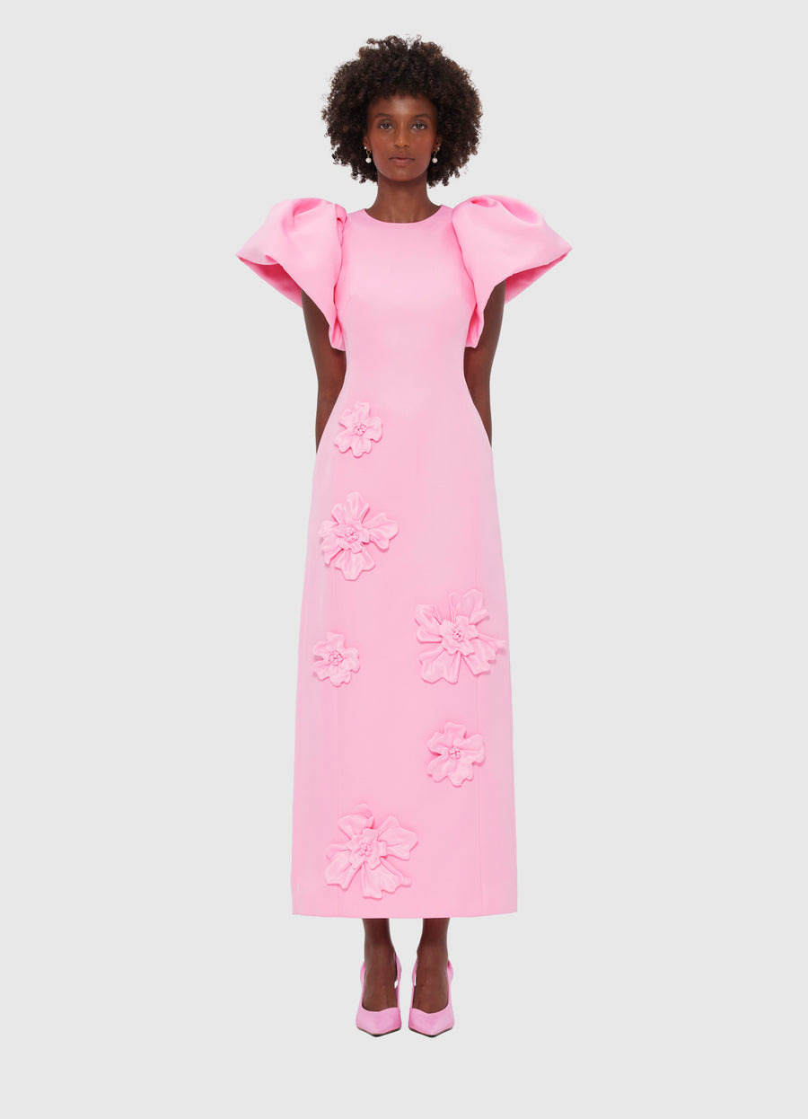 Lucinda Floral Applique Maxi Dress- Baby Pink Dresses Leo lin