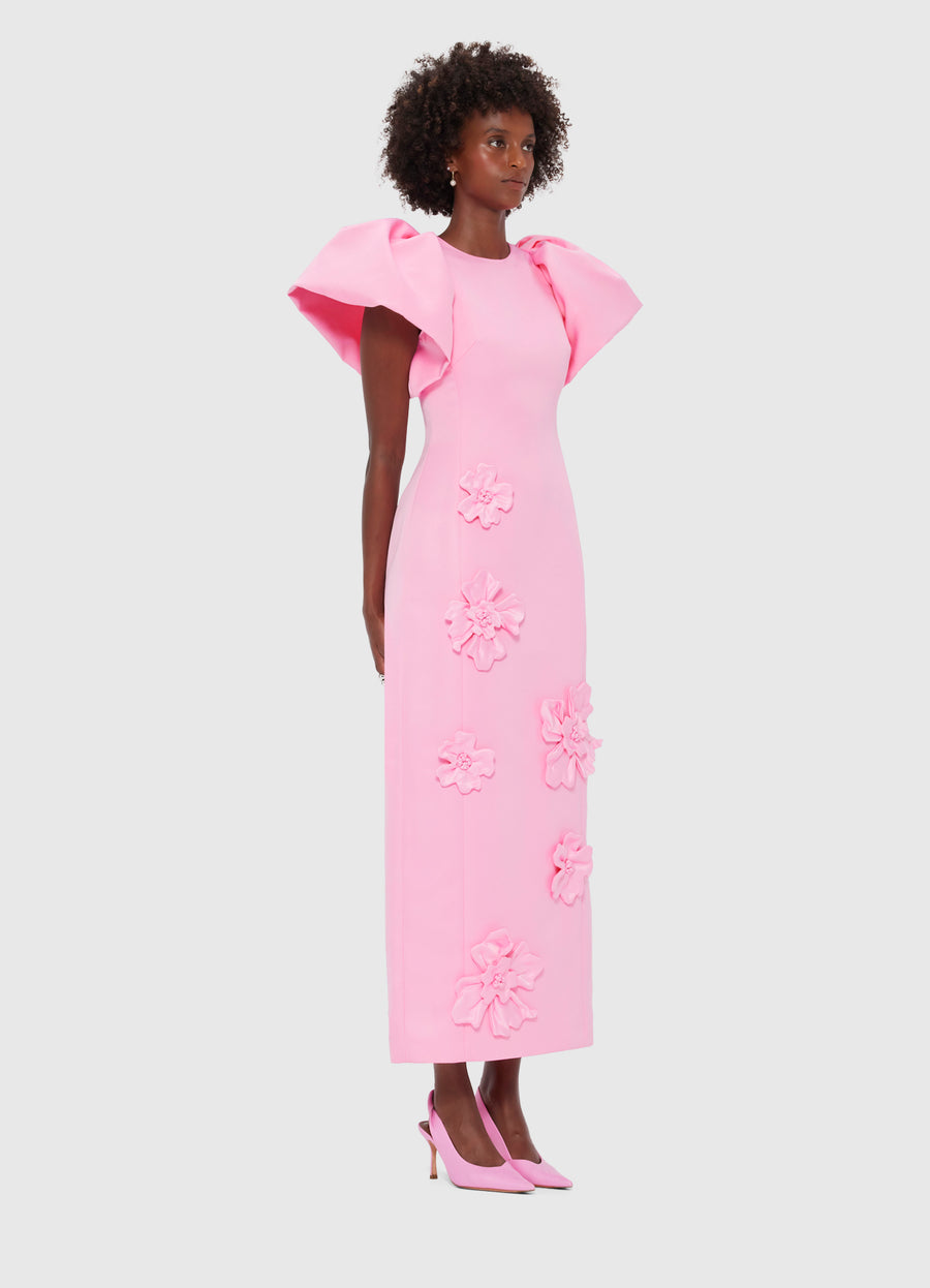 Lucinda Floral Applique Maxi Dress- Baby Pink Dresses Leo lin