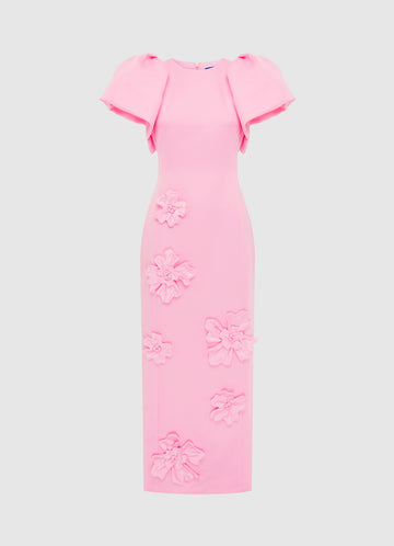 Lucinda Floral Applique Maxi Dress- Baby Pink Dresses Leo lin