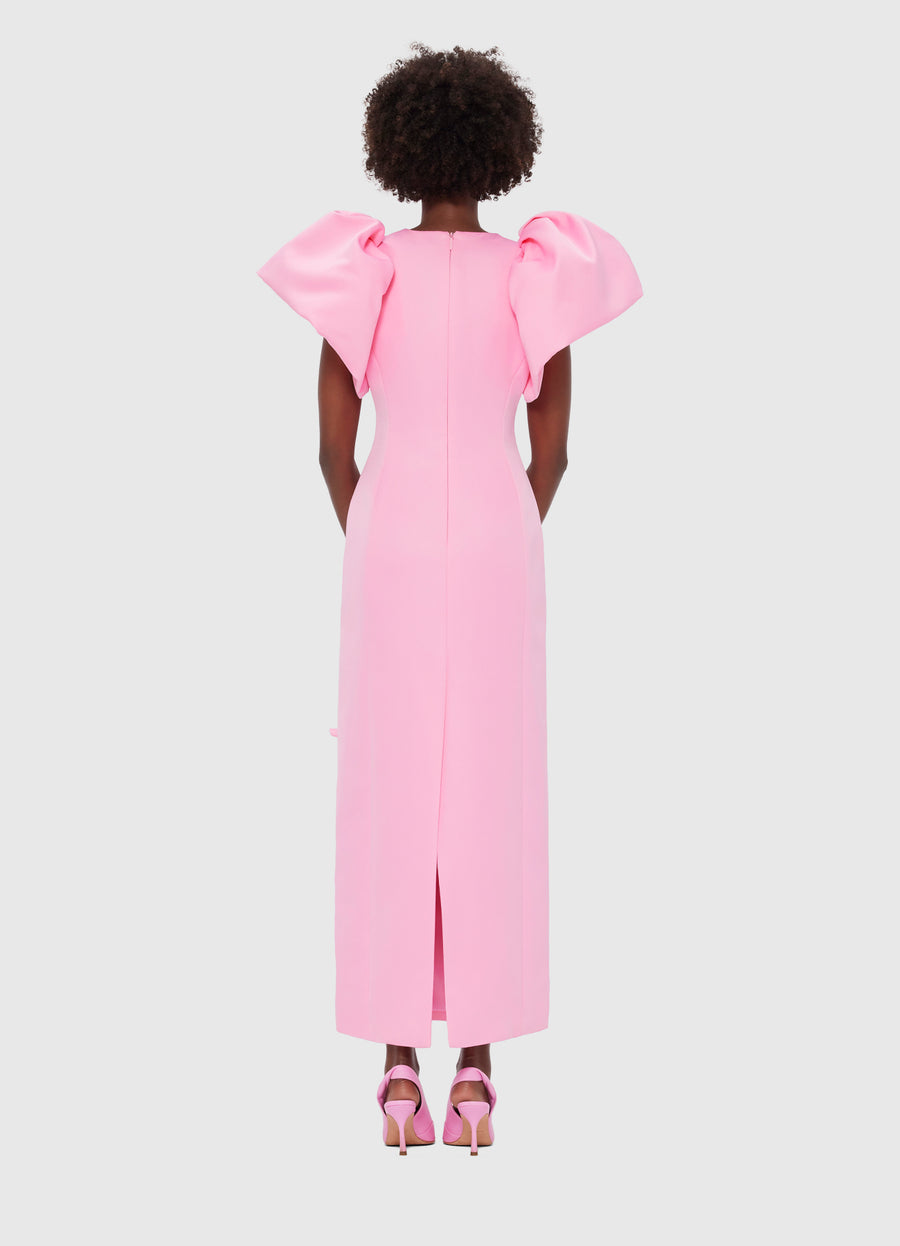 Lucinda Floral Applique Maxi Dress- Baby Pink Dresses Leo lin