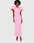 Lucinda Floral Applique Maxi Dress- Baby Pink Dresses Leo lin