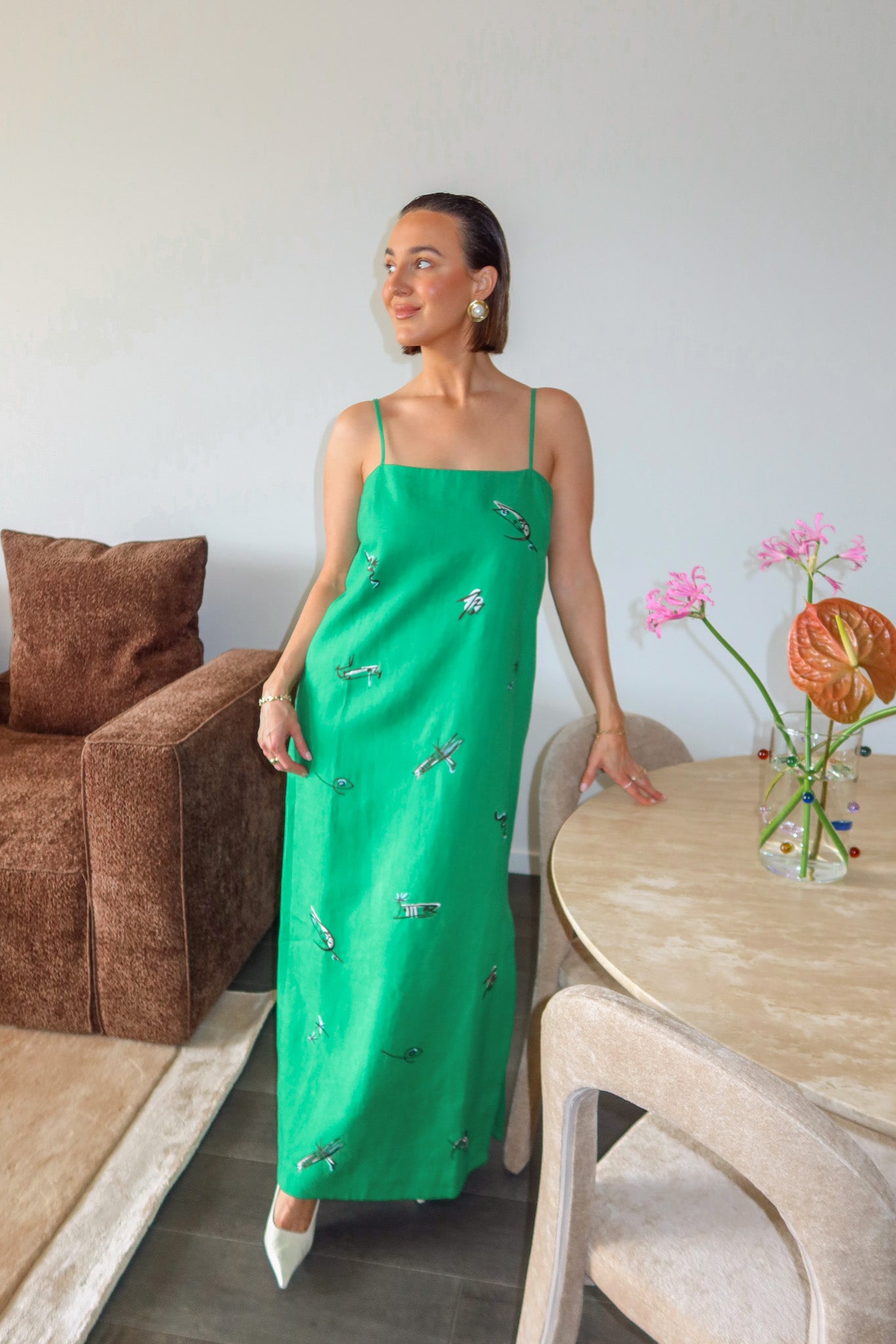 Wanda Embroidered Midi Dress Dresses Alèmais