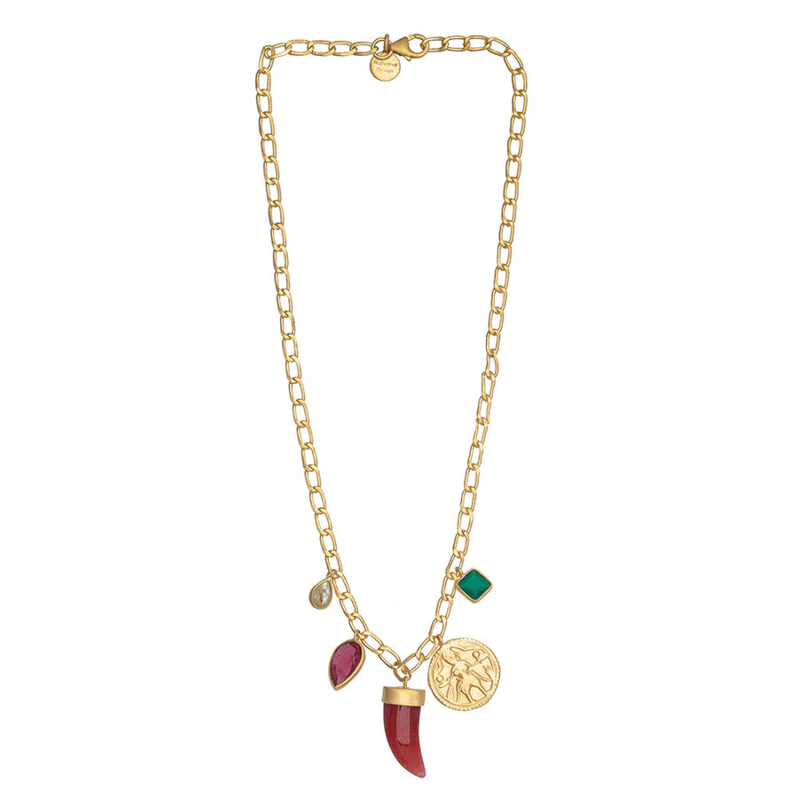 Carnelian horn charm necklace Necklaces Rubyteva   
