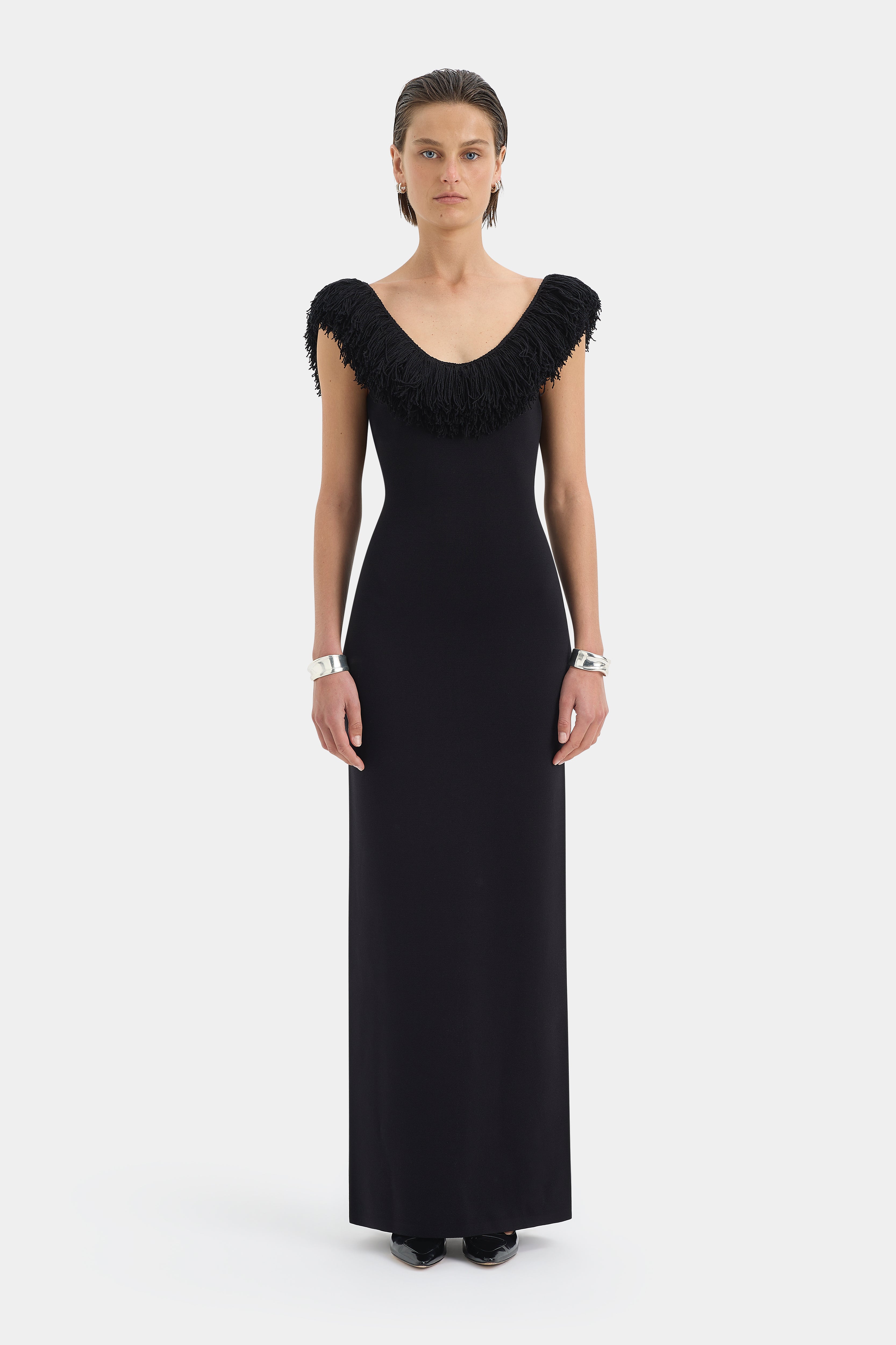 Marcelline Fringe Scoop Back Gown Dresses SIR.