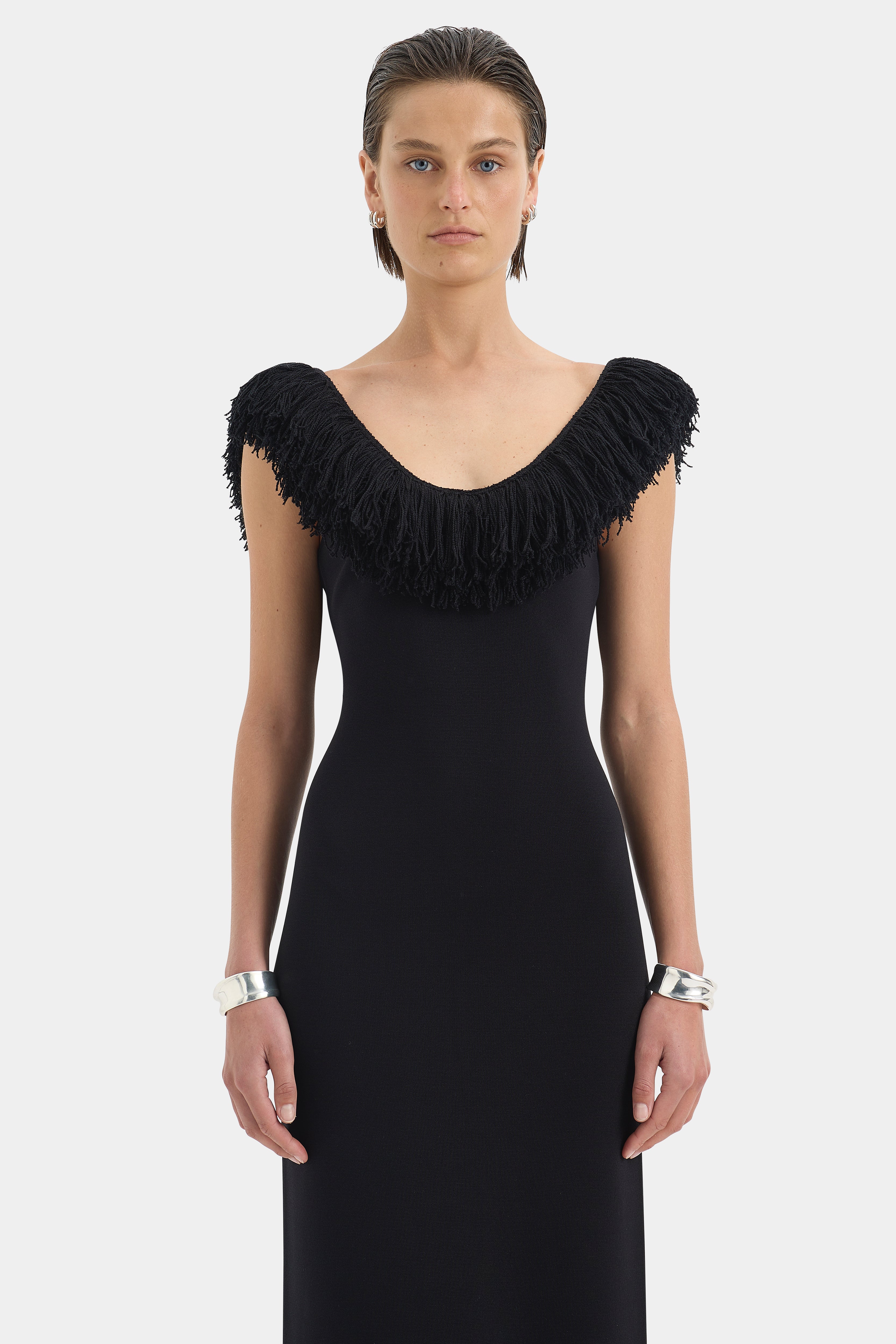 Marcelline Fringe Scoop Back Gown Dresses SIR.