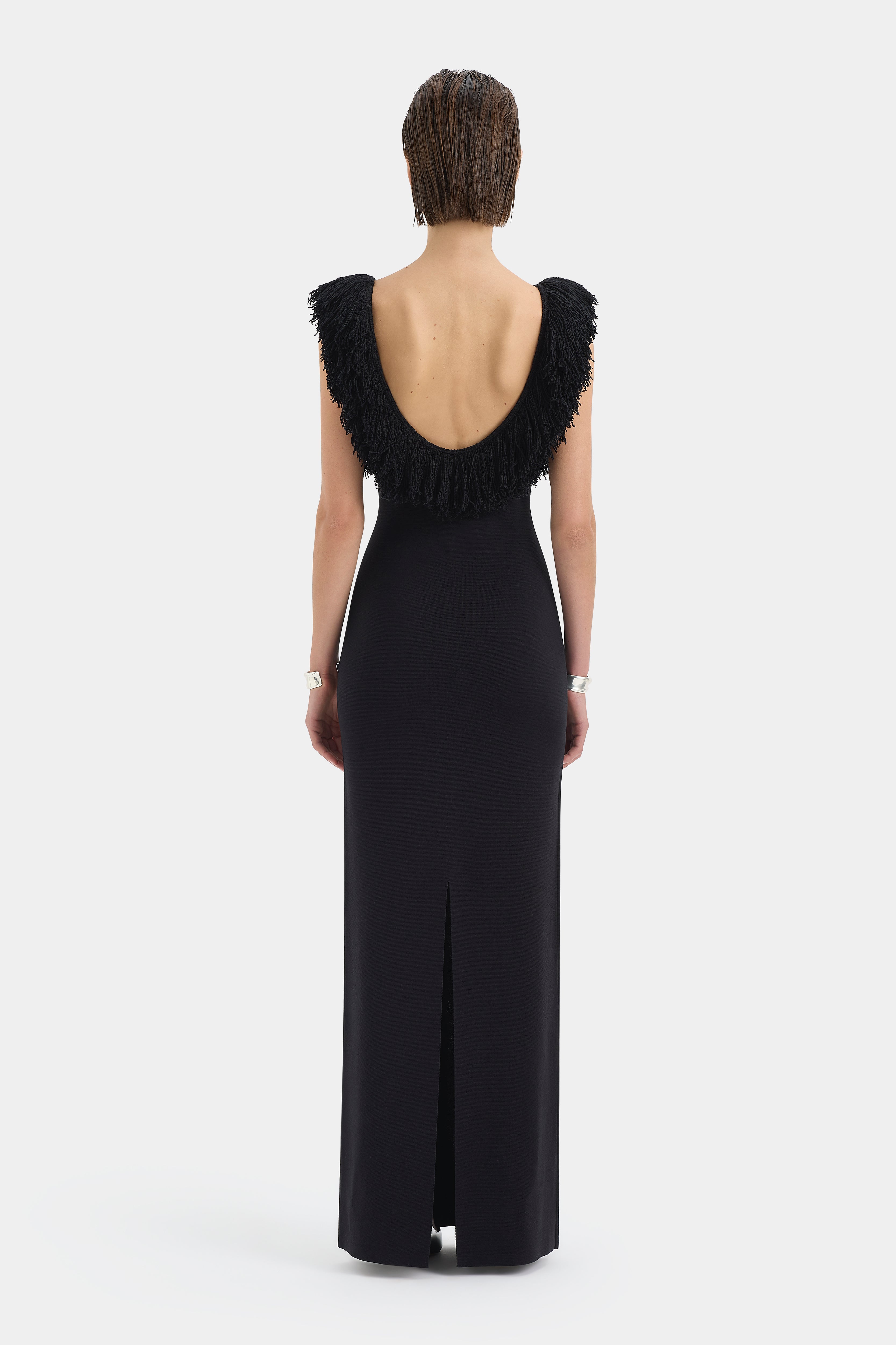 Marcelline Fringe Scoop Back Gown Dresses SIR.