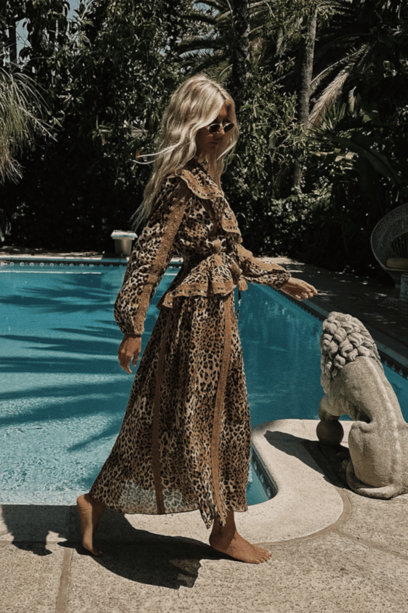 Samantha Lace Gown - Vintage Leopard Dresses SPELL