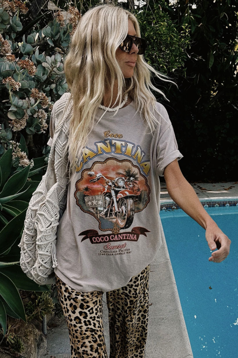 Coco Cantina Biker Tee - Taupe shirt SPELL