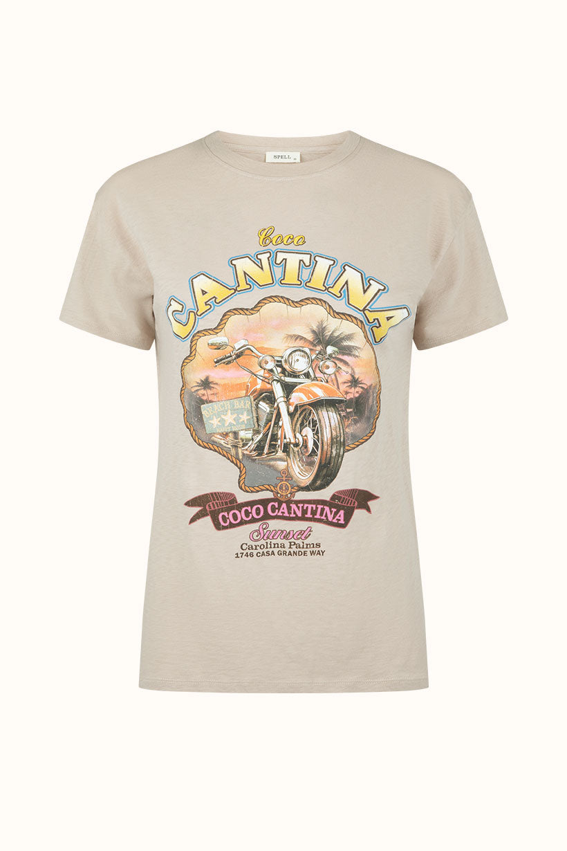 Coco Cantina Biker Tee - Taupe shirt SPELL