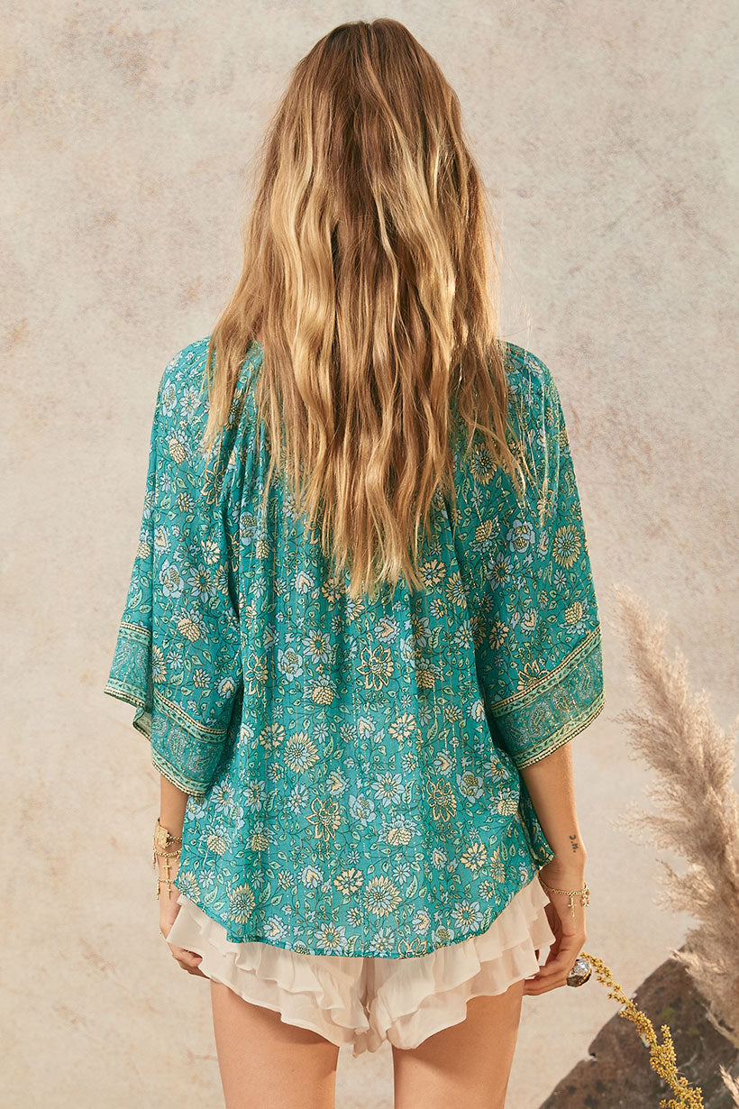 Elysian Short Sleeve Blouse - Jade shirt SPELL