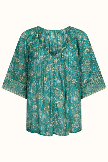 Elysian Short Sleeve Blouse - Jade shirt SPELL