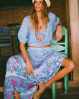 Love Jetty Maxi Skirt - Blue Nirvana Skirts SPELL   