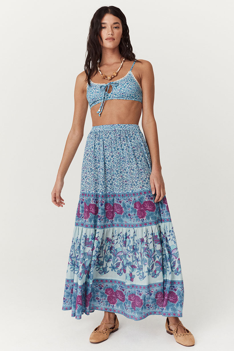 Love Jetty Maxi Skirt - Blue Nirvana Skirts SPELL   