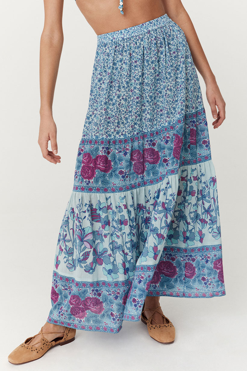 Love Jetty Maxi Skirt - Blue Nirvana Skirts SPELL   