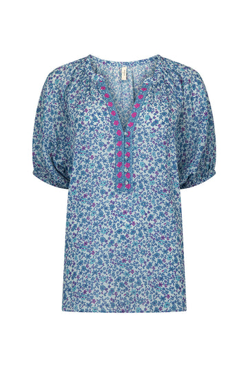 Love Jetty Short Sleeve Blouse - Blue Nirvana shirt SPELL   