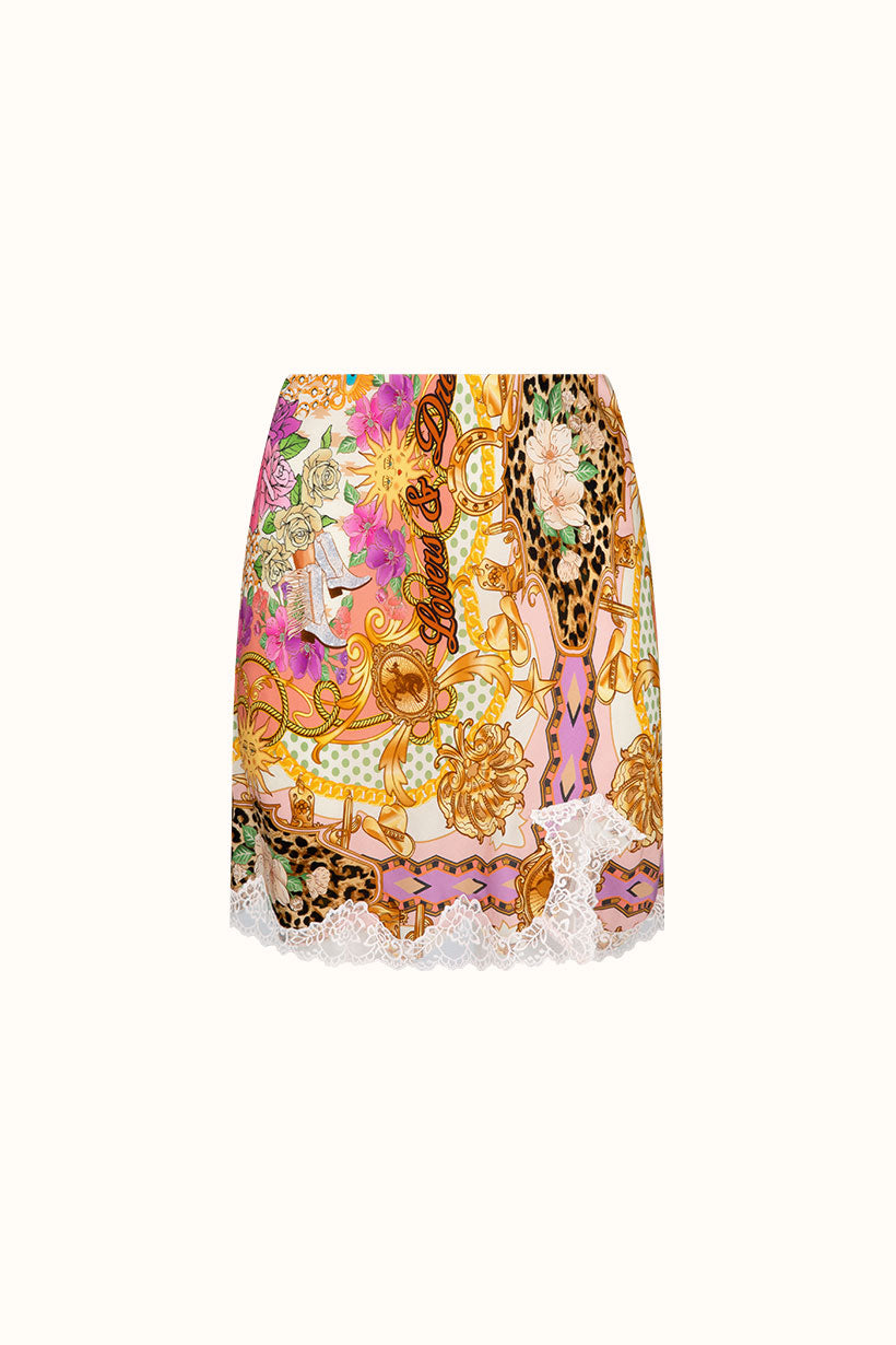 Lovers & Dreamers Lace Mini Skirt - Champagne Peach Skirts SPELL