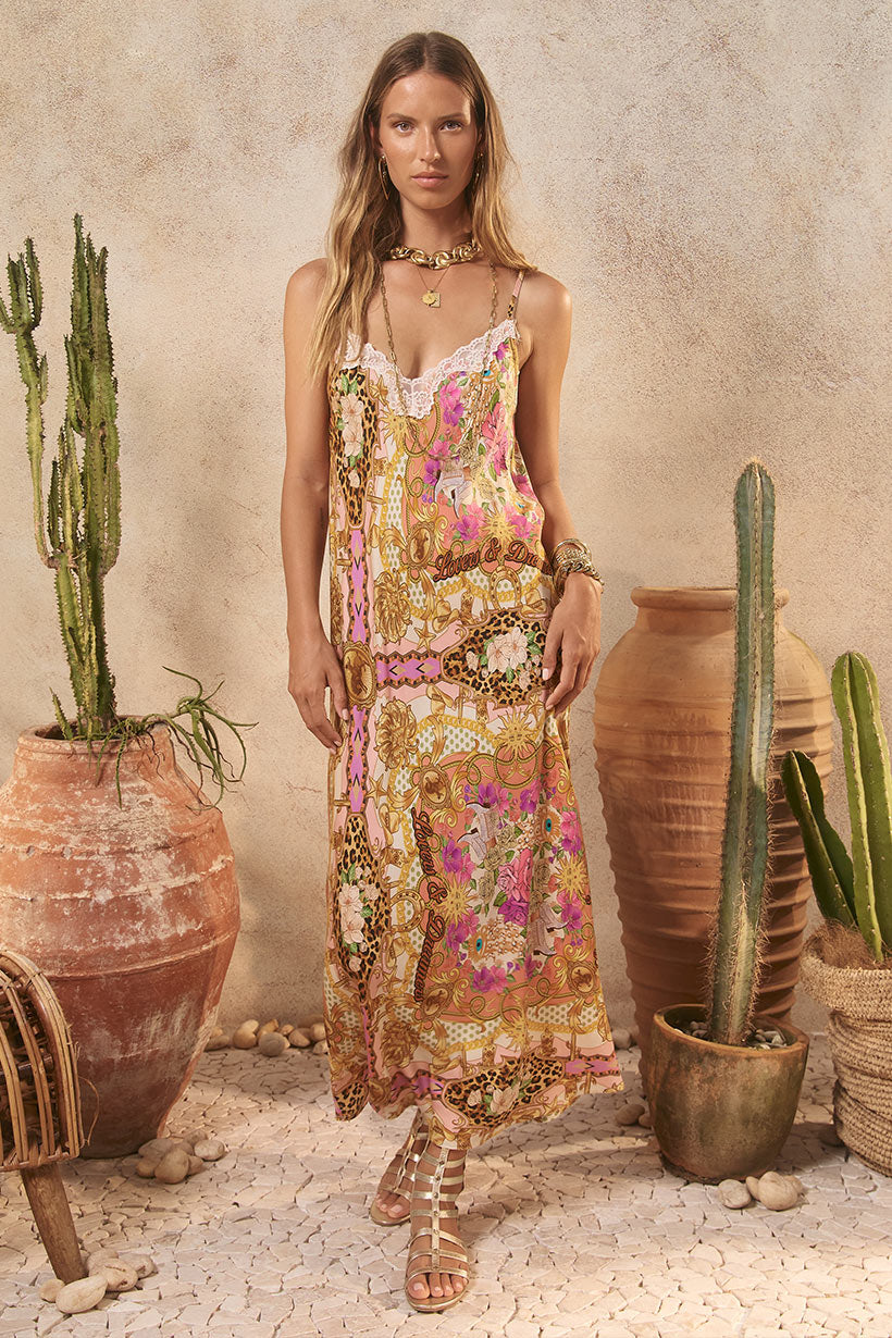 Lovers & Dreamers Strappy Maxi Dress - Champagne Peach Dresses SPELL
