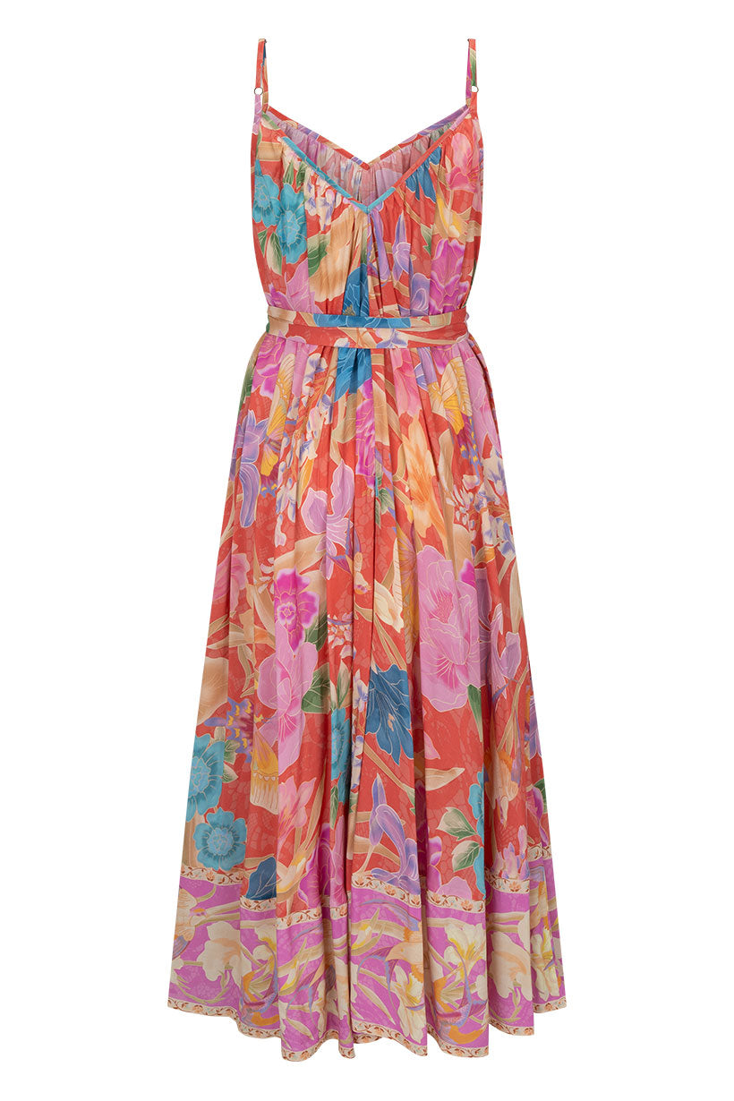 Painters Garden Strappy Maxi Dress - Crimson Dresses SPELL   