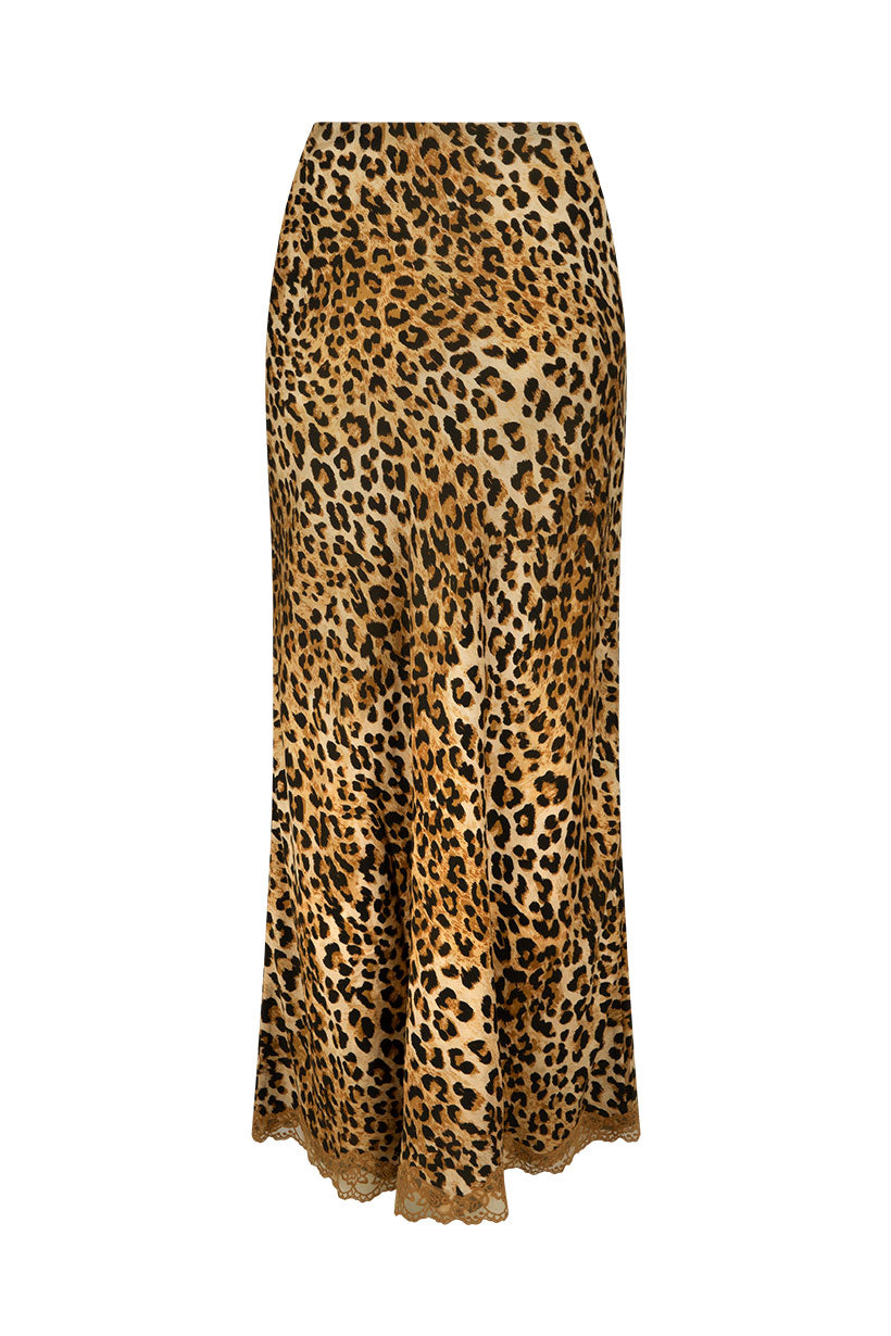 Samantha Bias Skirt - Vintage Leopard Skirts SPELL