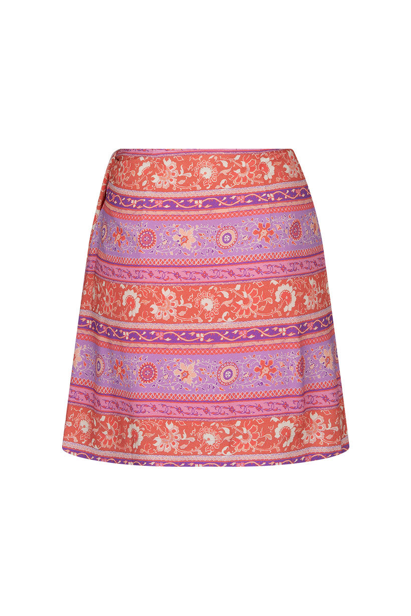 Sunshine Bandit Wrap Mini Skirt - Cayenne Skirts SPELL   