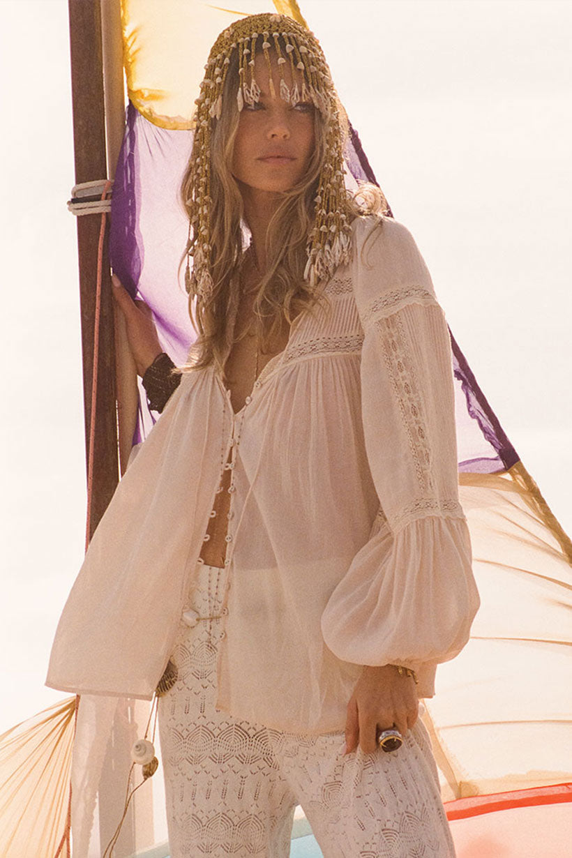 Teodora Blouse - White Smoke shirt SPELL