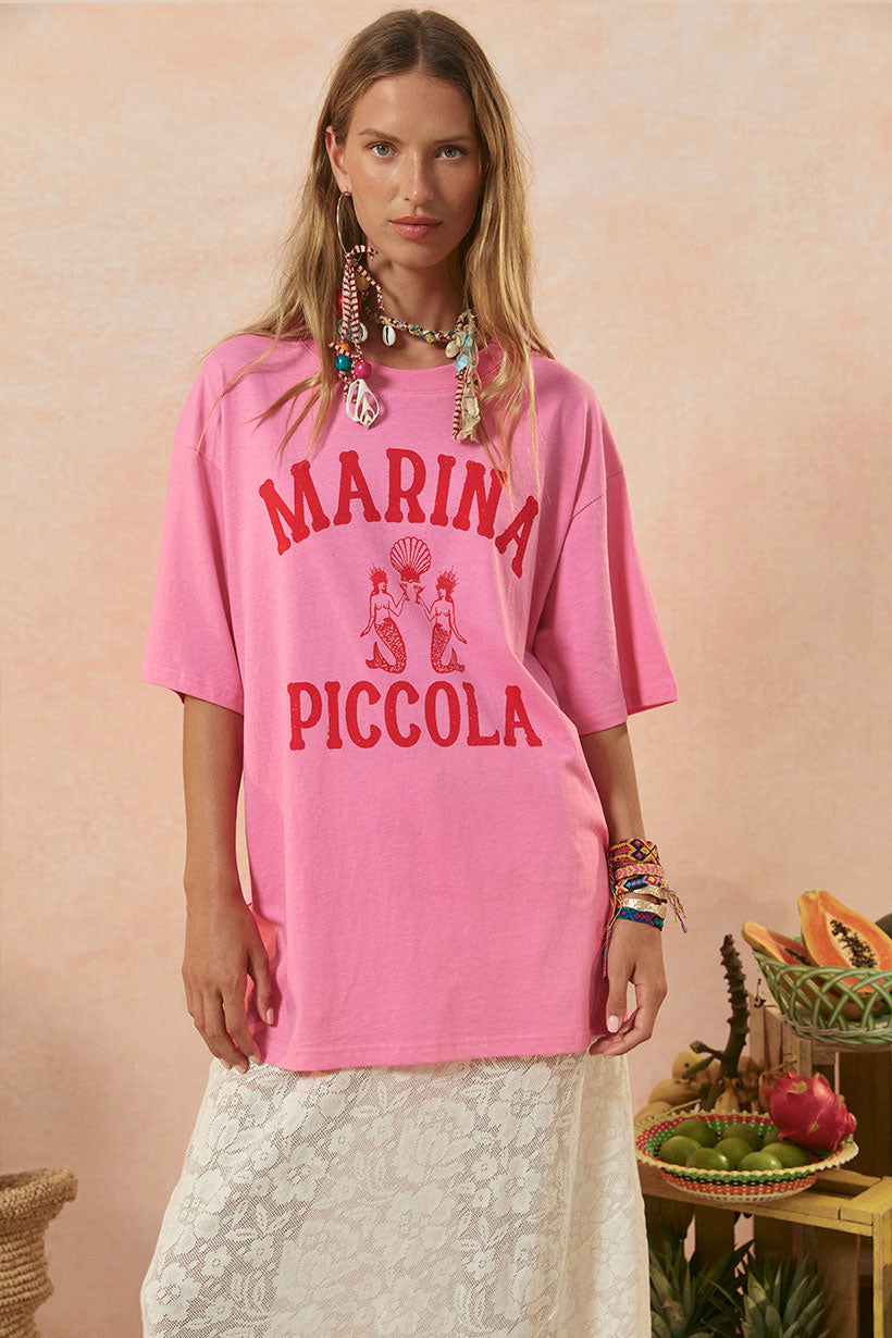 Marina Piccola Oversized Biker Tee - Cosmos Pink shirt SPELL