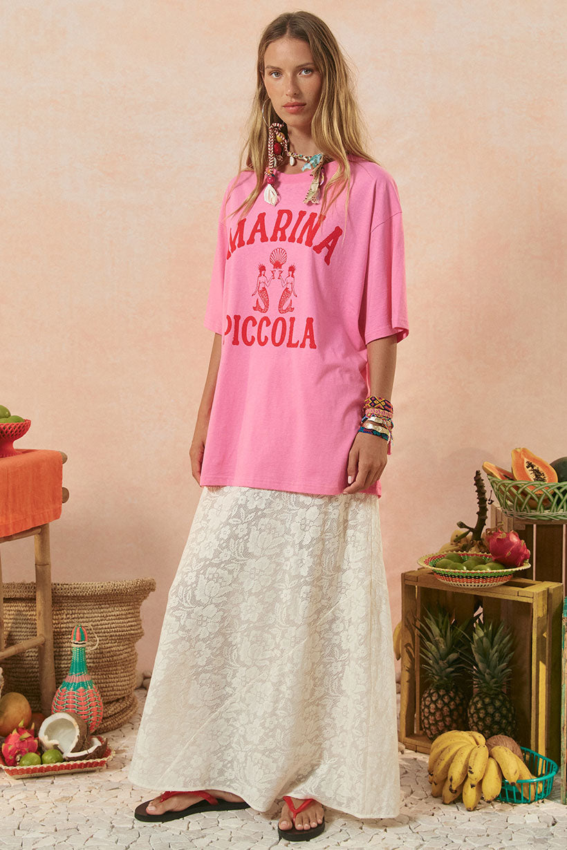 Marina Piccola Oversized Biker Tee - Cosmos Pink shirt SPELL