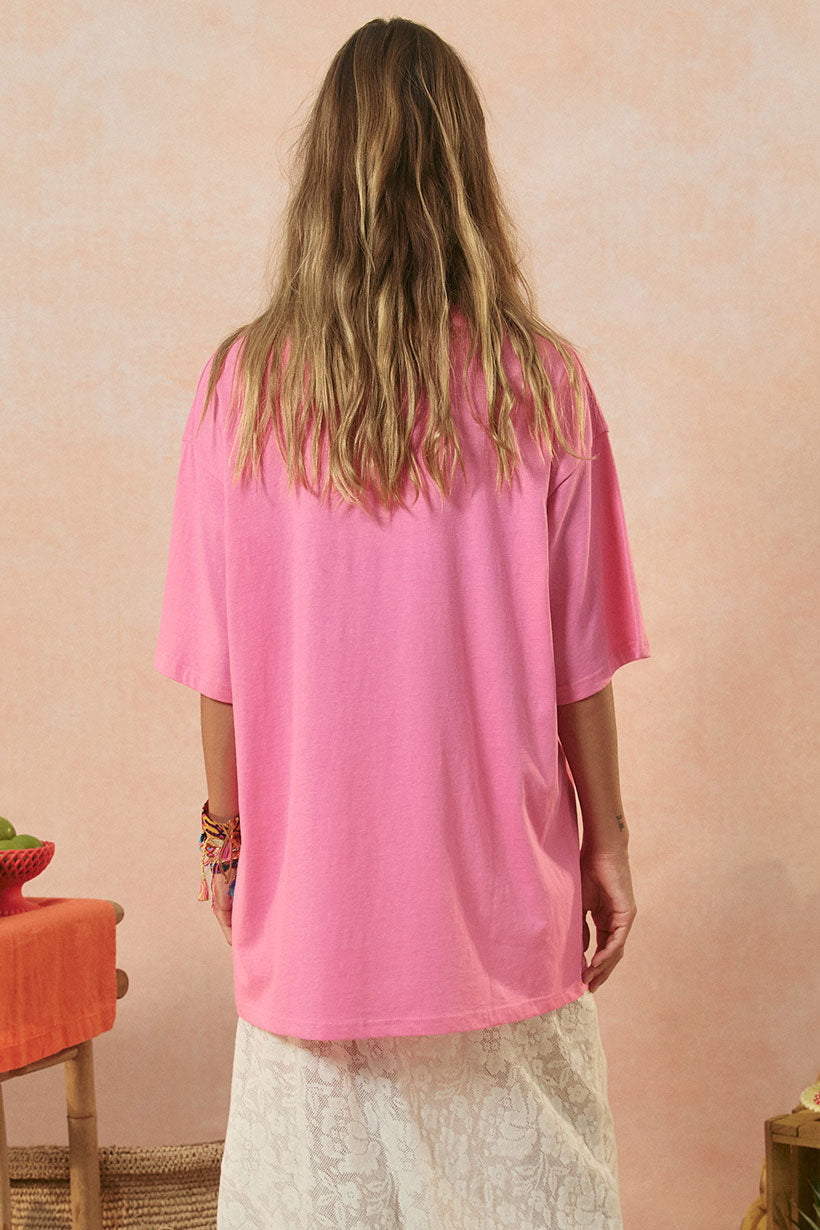 Marina Piccola Oversized Biker Tee - Cosmos Pink shirt SPELL