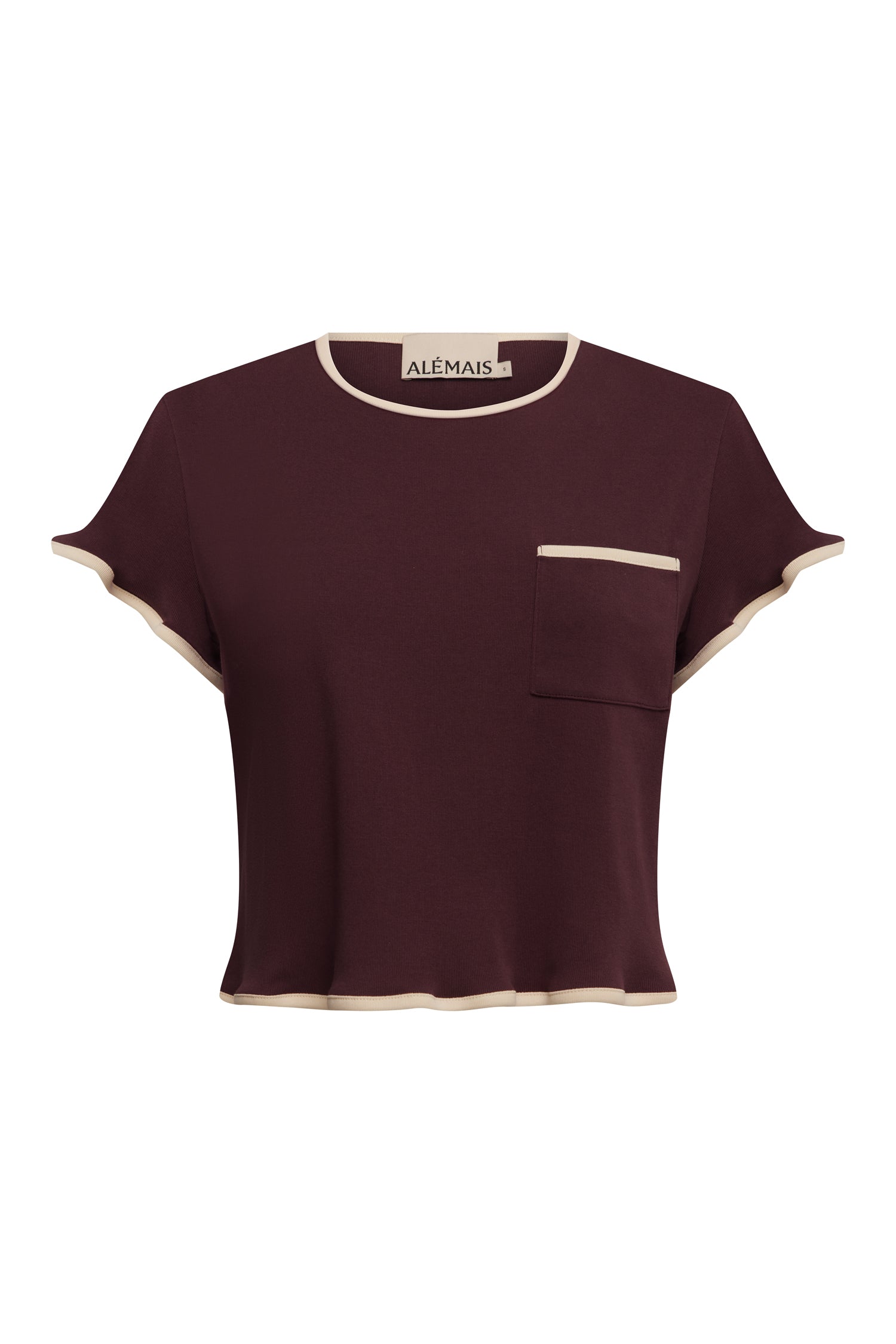 Alémais Bonetta Cropped Tee Burgundy Top Alémais